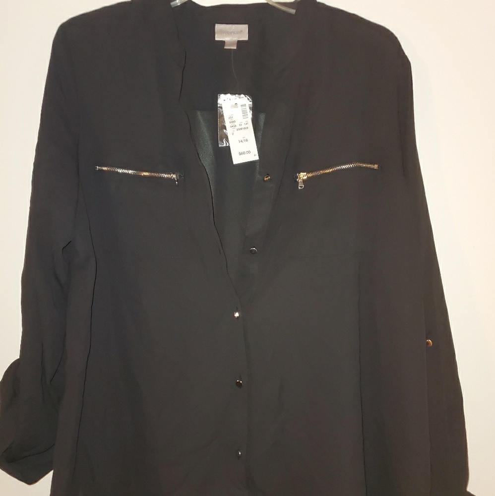 Sheer botton down blouse